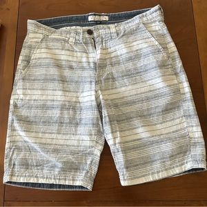 EUC Flag & Anthem Shorts Men's 34 Striped Linen Cotton Mix Blue/white